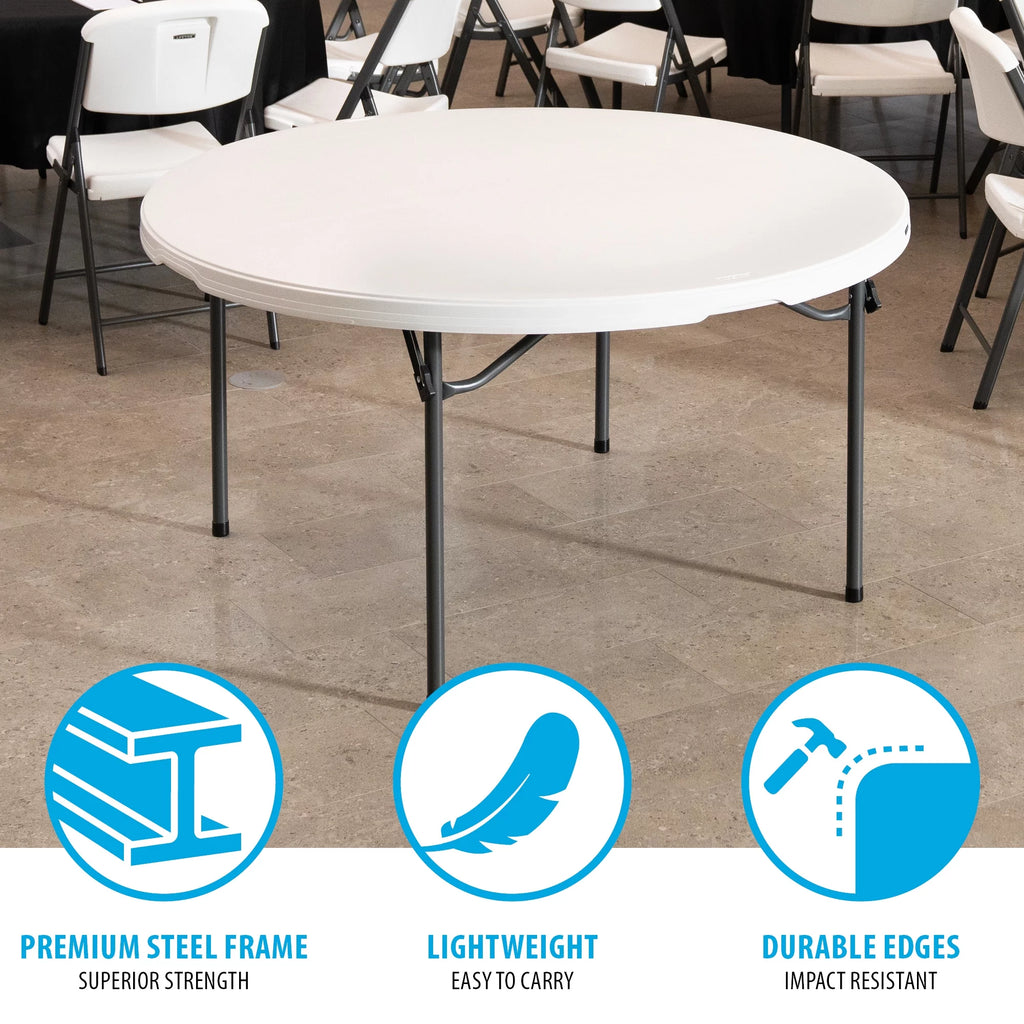 60 inch Round Folding Table White Granite Z8231