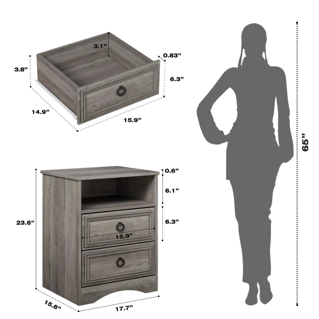 Gray Modern Nightstand Set of 2 N3106