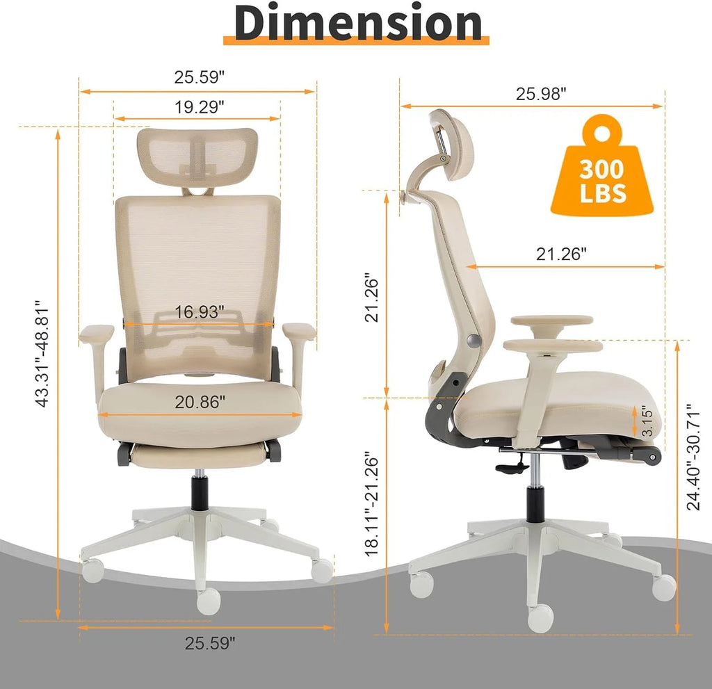 Foldable Ergonomic High Back Office Chair with Lumbar Support, Black S160