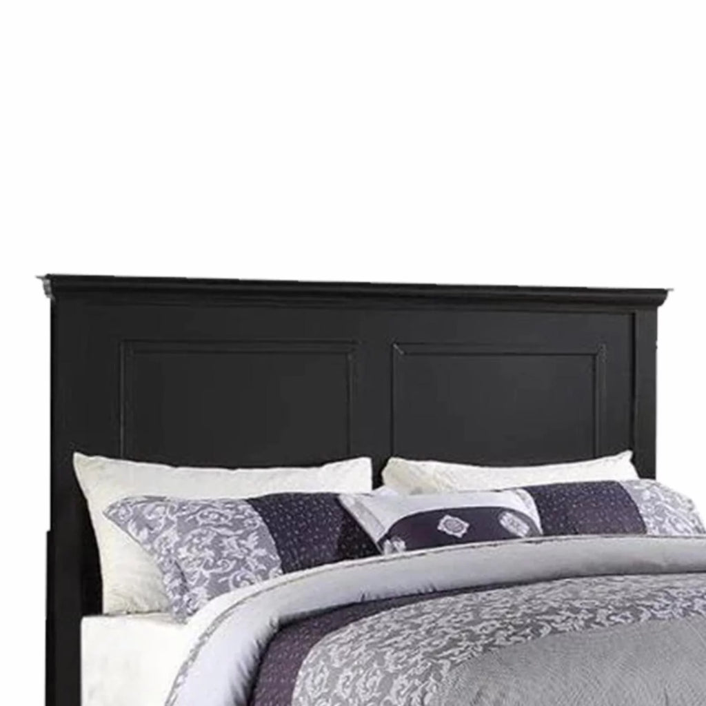King Wooden Bed Dark Walnut Veneer White B117221