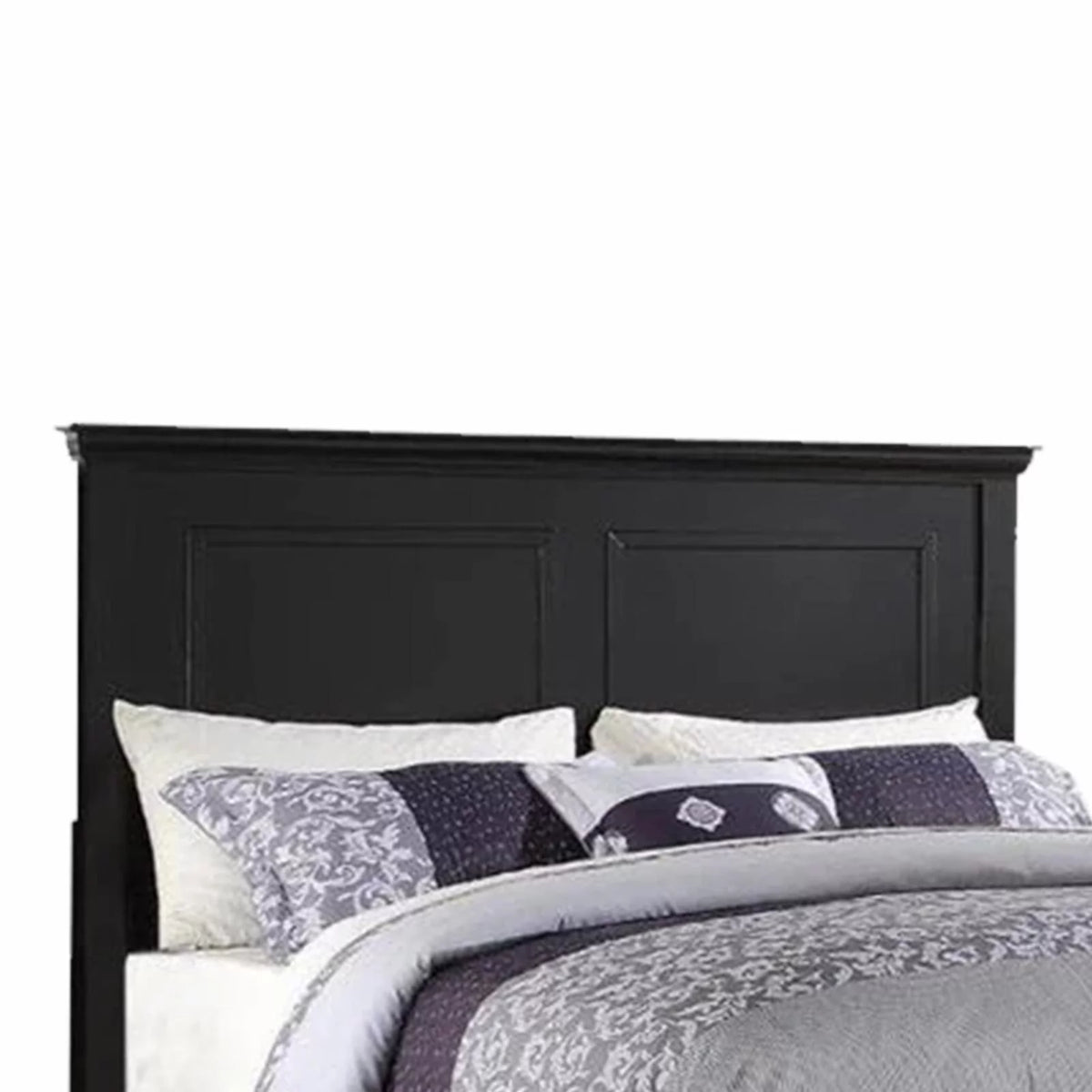 King Wooden Bed Dark Walnut Veneer White B117221
