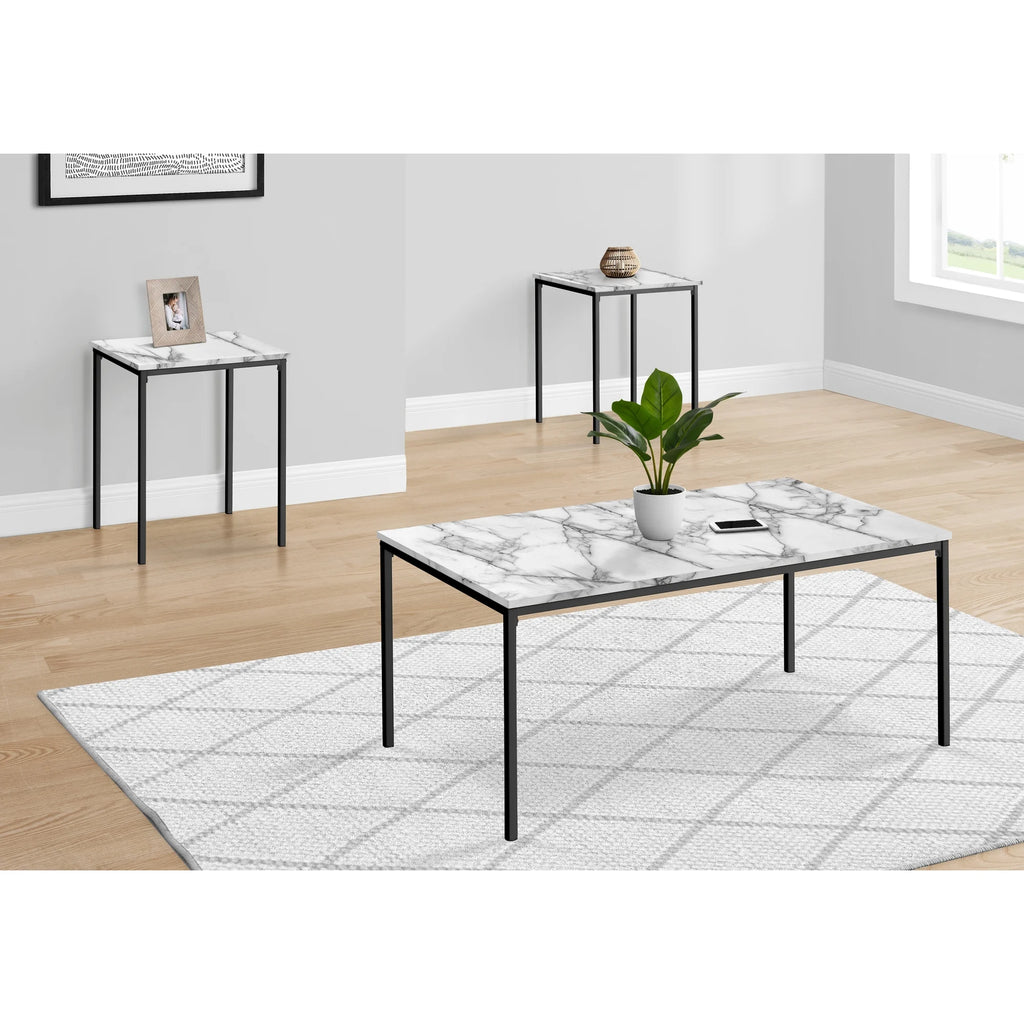 White and Black 3 Piece Coffee Table Set S71282