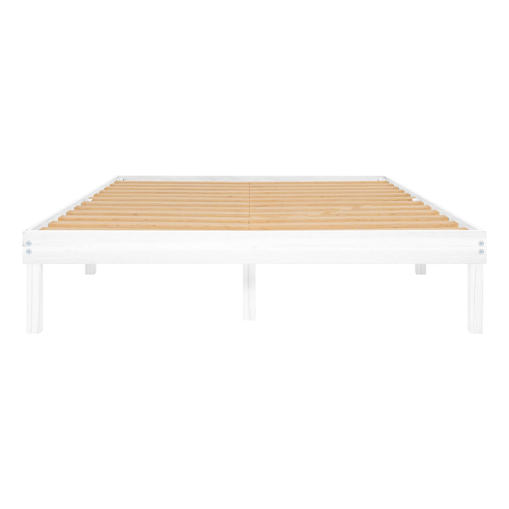 King Solid Wood Platform Bed Frame with Wooden Slats Z915273