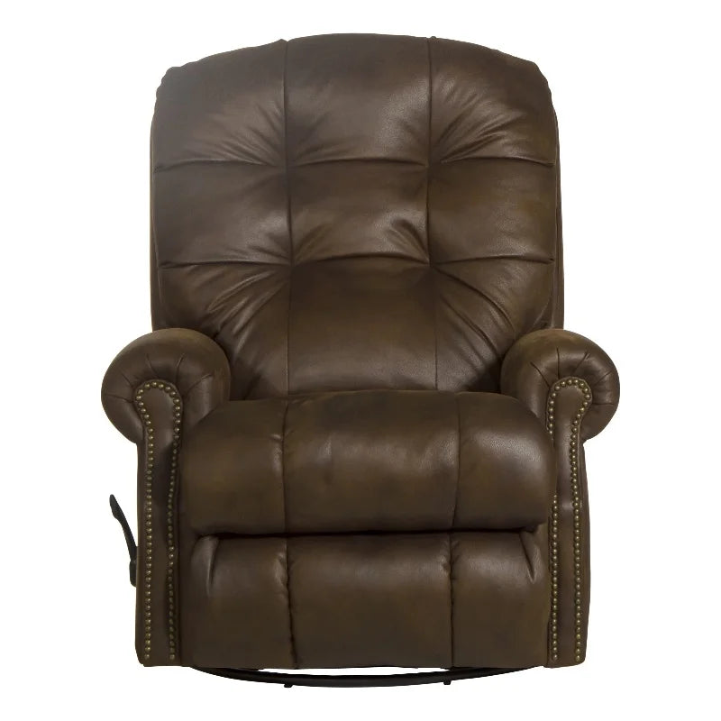 Brown Polyester Swivel Glider Recliner D8688