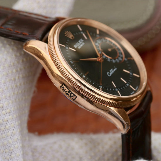 Brown Leather Strap Multicolor Dial Time Date M199