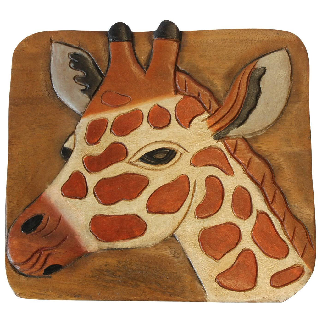Carved Stained Wood Step Stool J9287