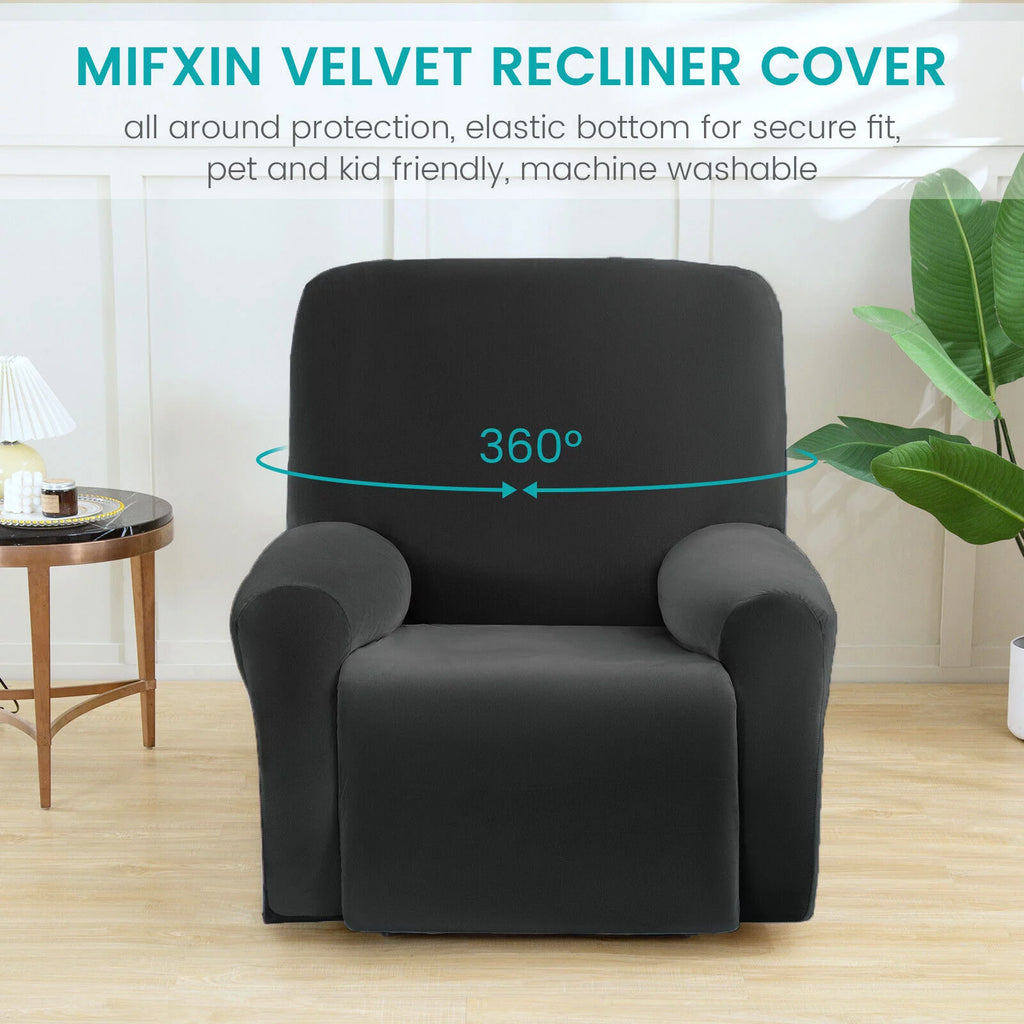 Velvet Oversized Stretch Recliner Sofa Cover 4 Pieces 1 Seat Q131