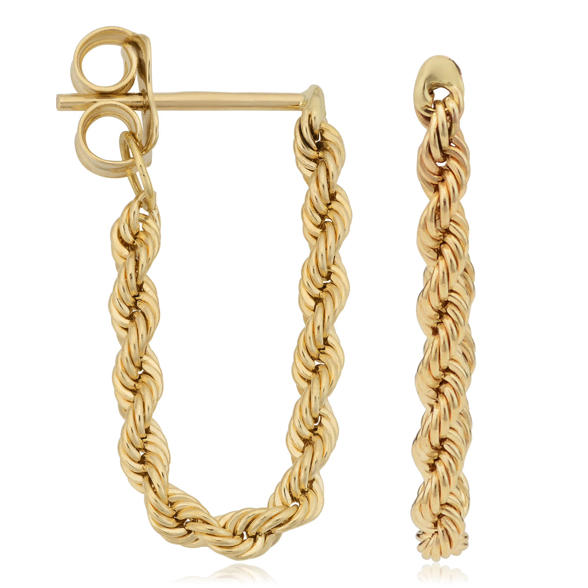 10k Yellow Gold Rope Chain Earrings H532978