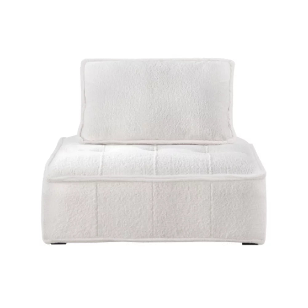 White Lambskin Sherpa Oversized Armless Accent Chair U5477