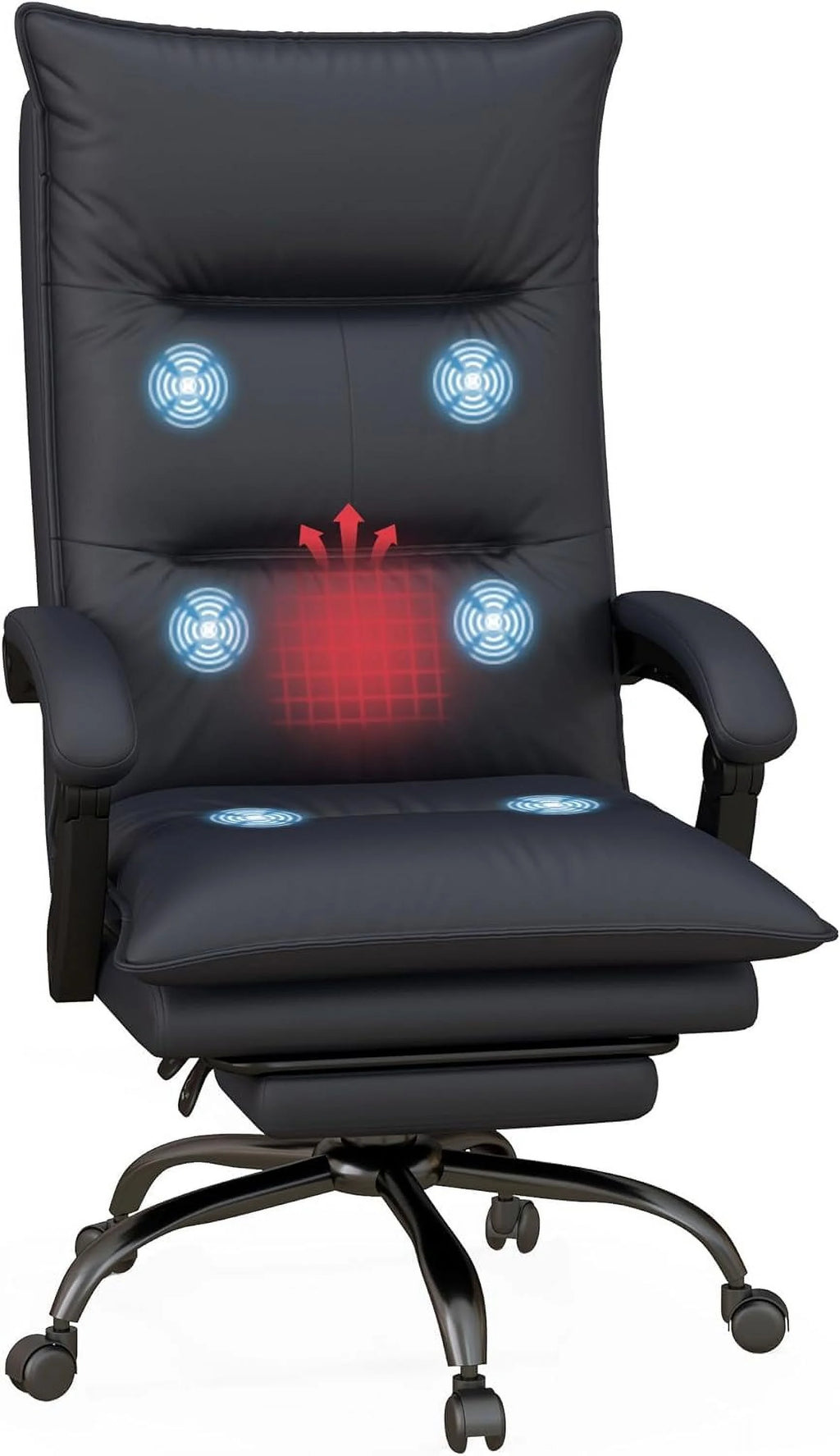 Charcoal Gray Heated Reclining Massage Office Chair with Footrest T90030
