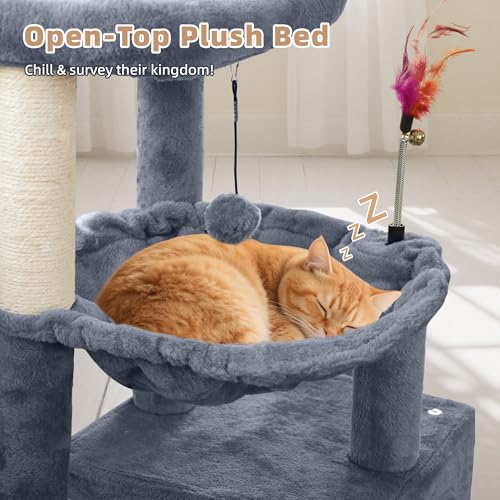 Grey Cat Tree with Condo and Hammocks G6028