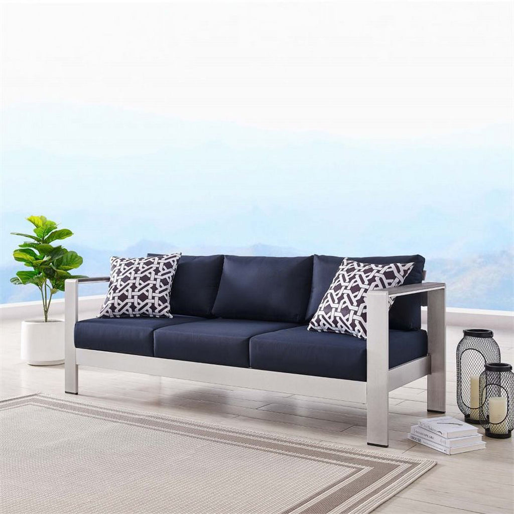 Aluminum Patio Sofa in Silver Navy E619634