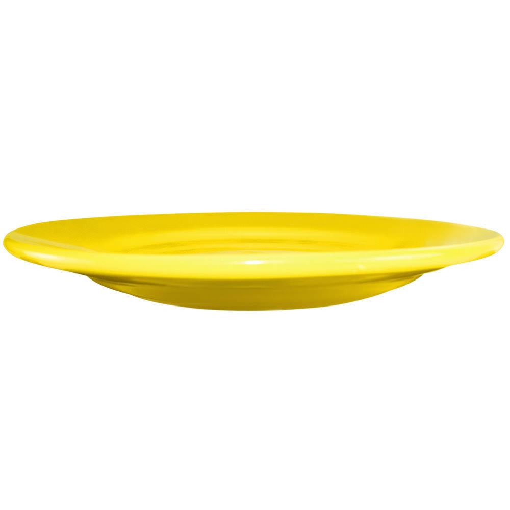 Yellow Stoneware Rolled Edge Wide Rim Plate - 24/Case V86884