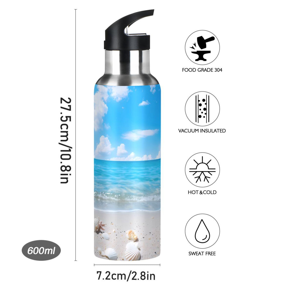 Insulated Stainless Steel Water Bottle with Straw Lid, 20 oz F73560