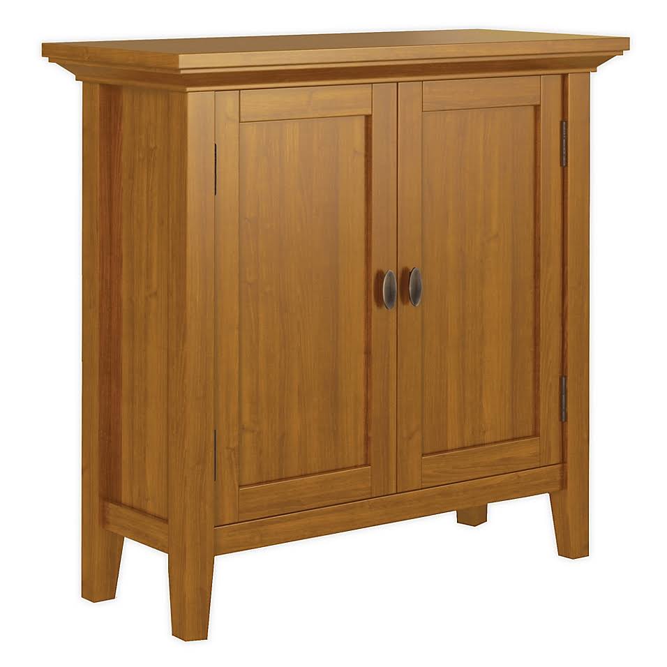 Solid Wood Low Storage Cabinet in Light Golden Brown X825302