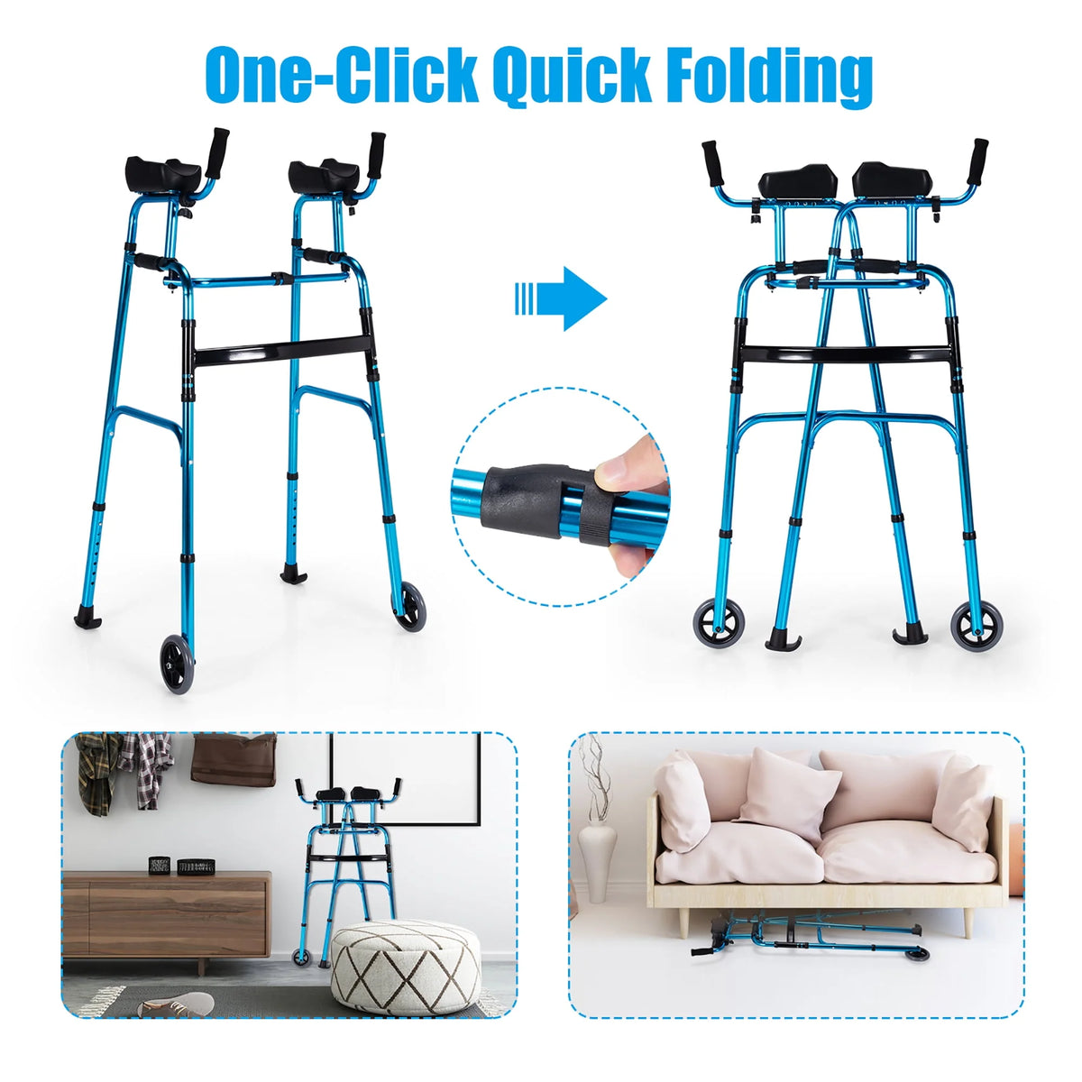 Folding Aluminum Alloy Walker with Armrest Support T948