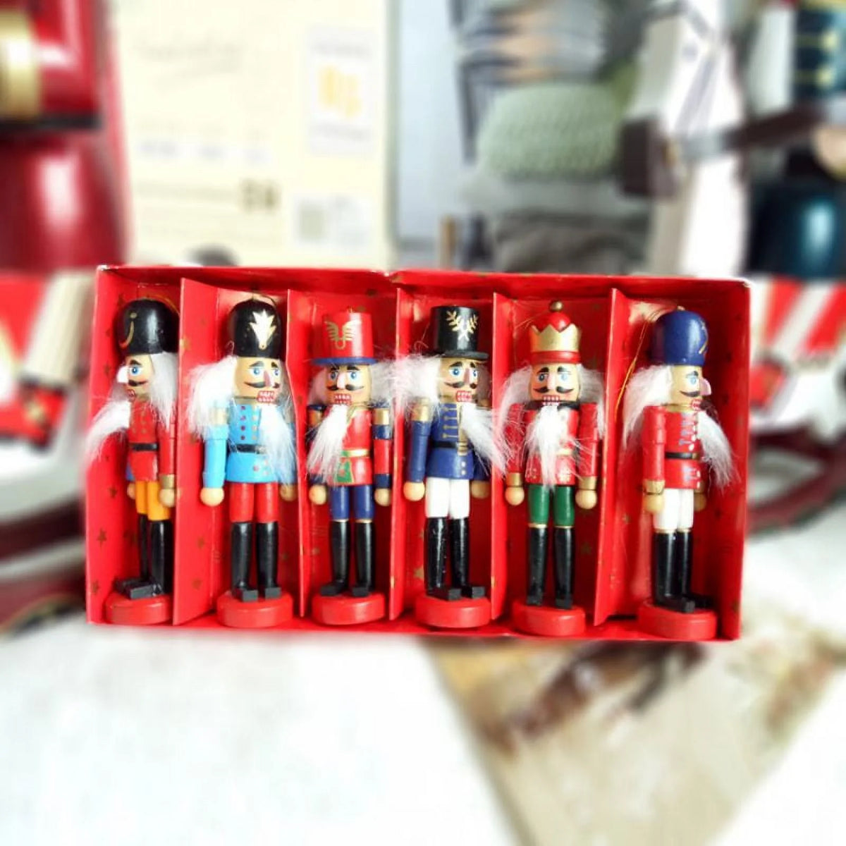 Wooden Nutcracker Puppet Doll Toys, 6 Pieces R704202