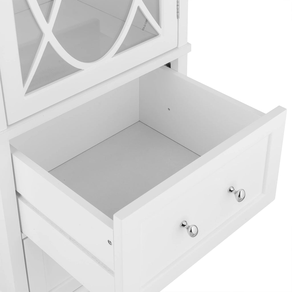 Wooden Bathroom Floor Cabinet 2 Drawer White A323