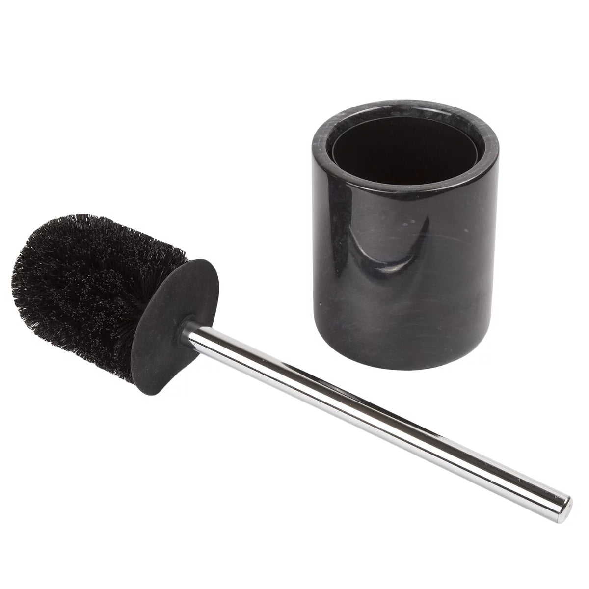 Black Marble Toilet Brush Holder Set with Silicone Cover G725961
