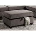 Charcoal Microfiber Tufted Rectangle Storage Ottoman B749