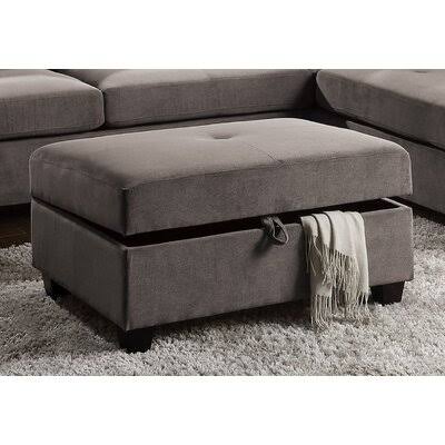 Charcoal Microfiber Tufted Rectangle Storage Ottoman B749