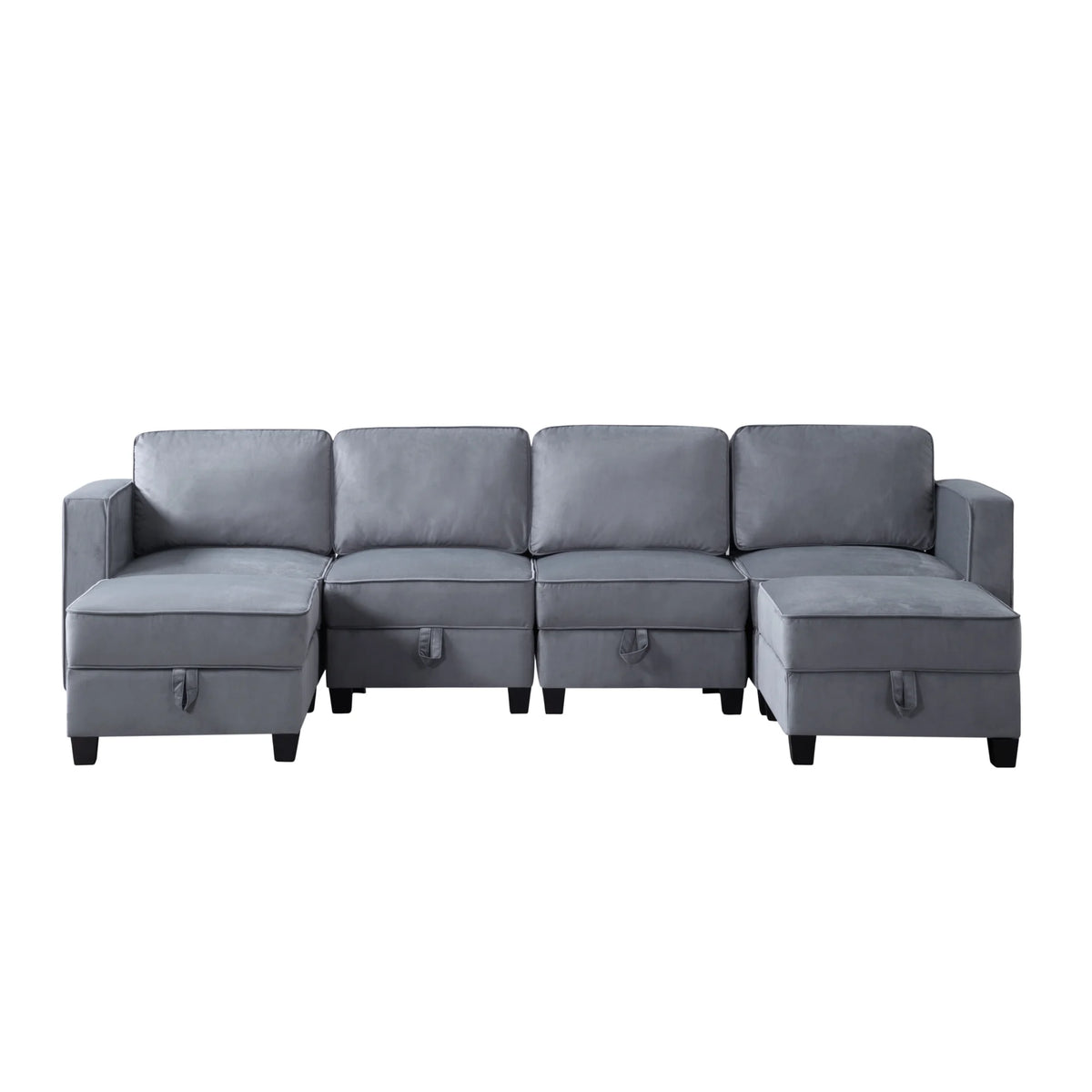 Dark gray Velvet Square Arm Sectional Sofa H24172