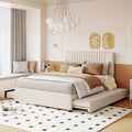 Beige Full Size Upholstered Platform Bed with 2 Drawers P8996