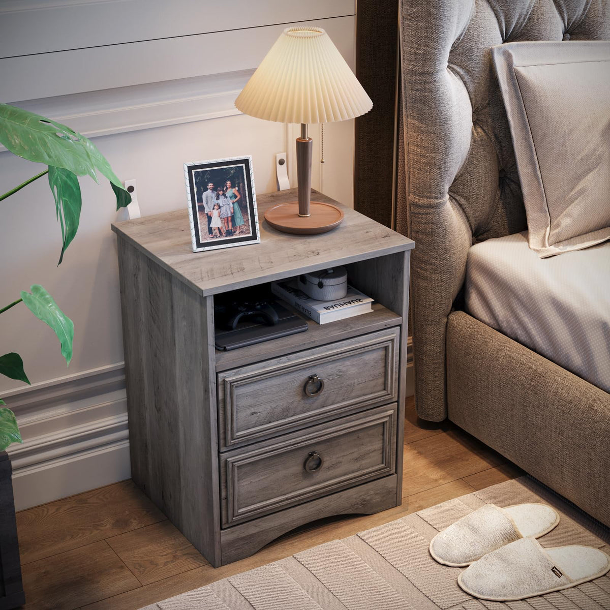 Gray Modern Nightstand Set of 2 N3106