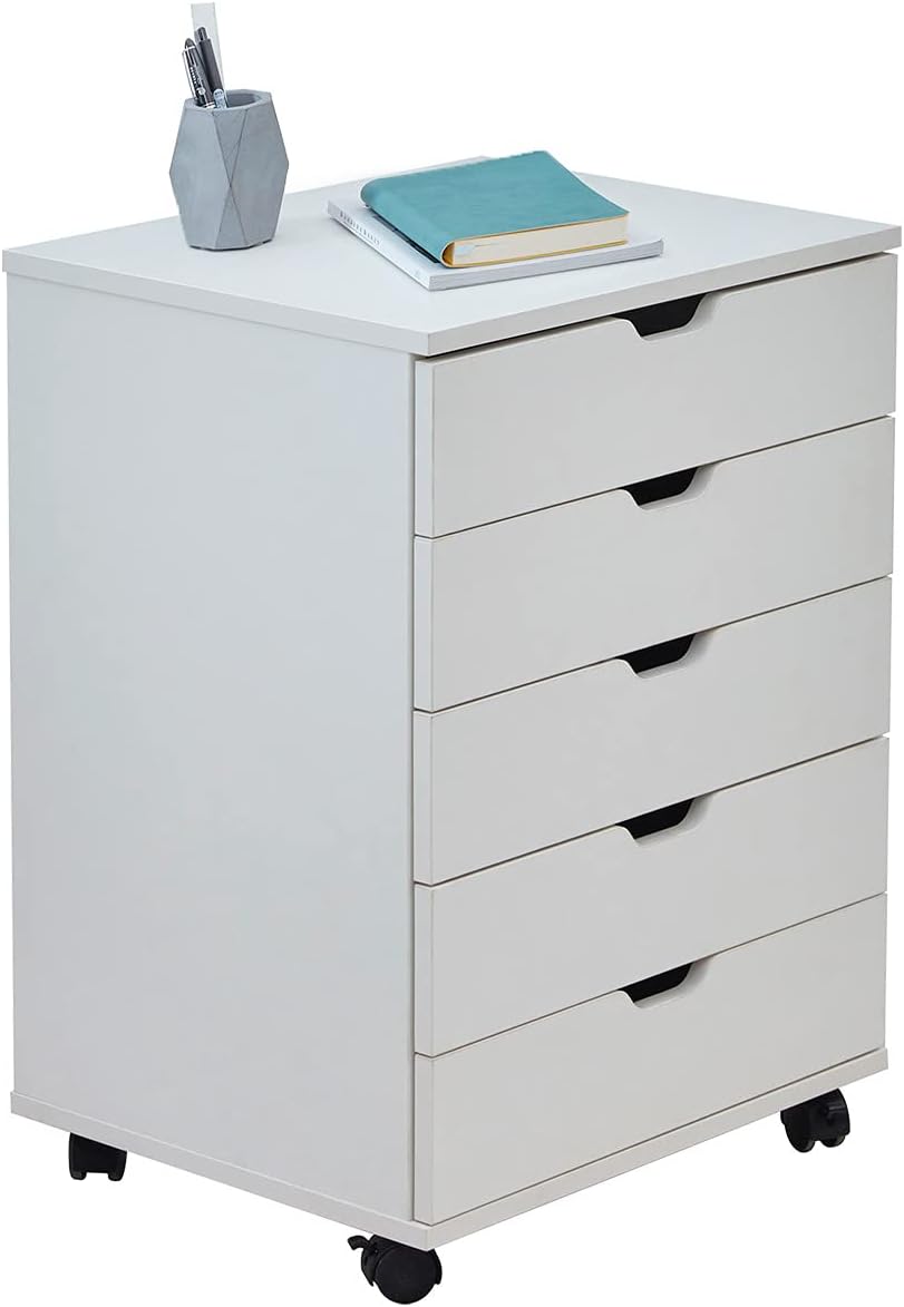 Black 5 Drawer File Cabinet with Casters K762662