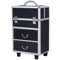 4 Tier Lockable Cosmetic Train Case with Extendable Trays Black B14608
