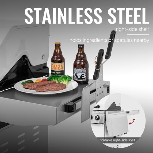 6 Burner Propane Gas Grill with Side Burner, White P4029