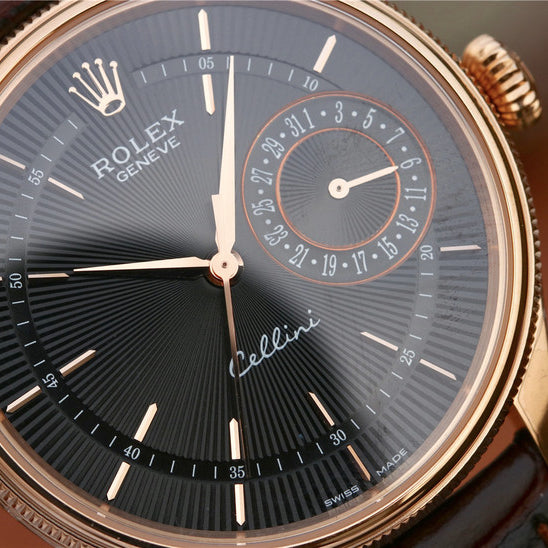 Brown Leather Strap Multicolor Dial Time Date M199