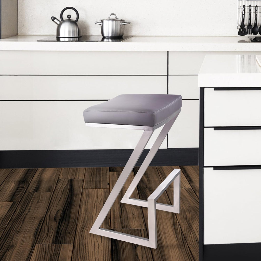 White Faux Leather Counter Height Barstool A736574