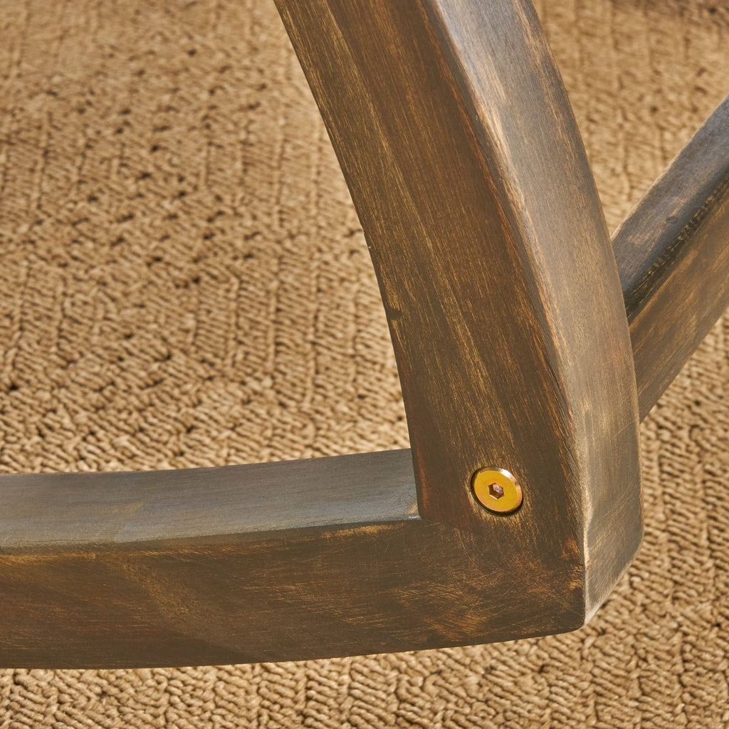 Rustic Acacia Wood Recliner Rocking Chair with Side Table D2410