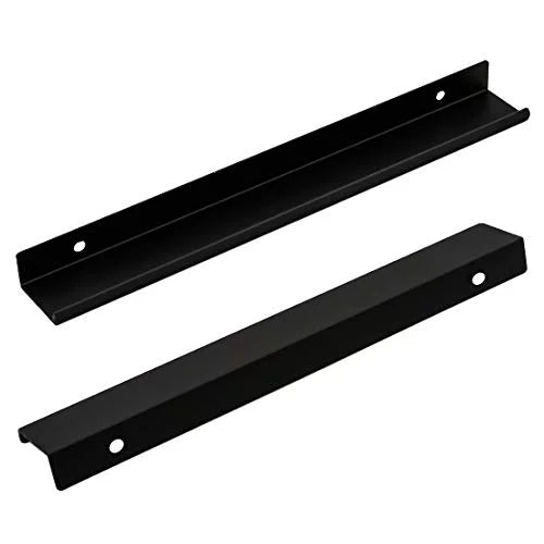Black Aluminum Finger Pull with Screws, 6 Pcs W340689