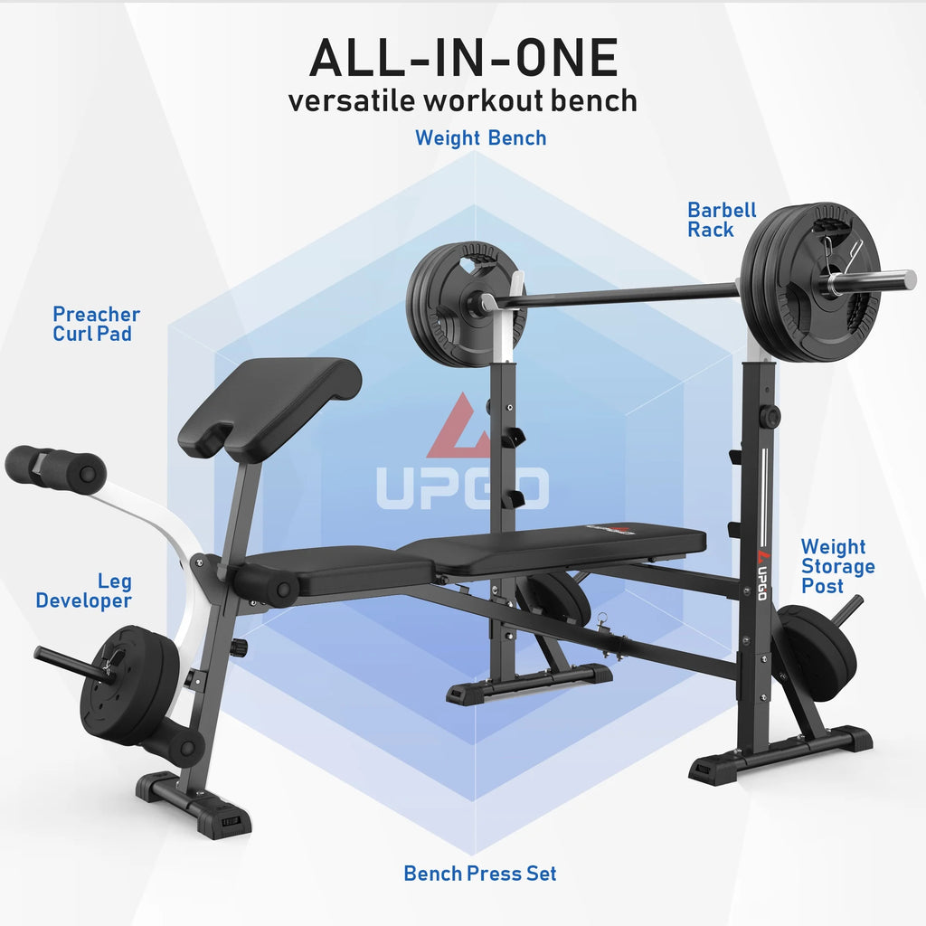 Standard Weight Bench with Preacher Curl Pad and Leg Developer S16464
