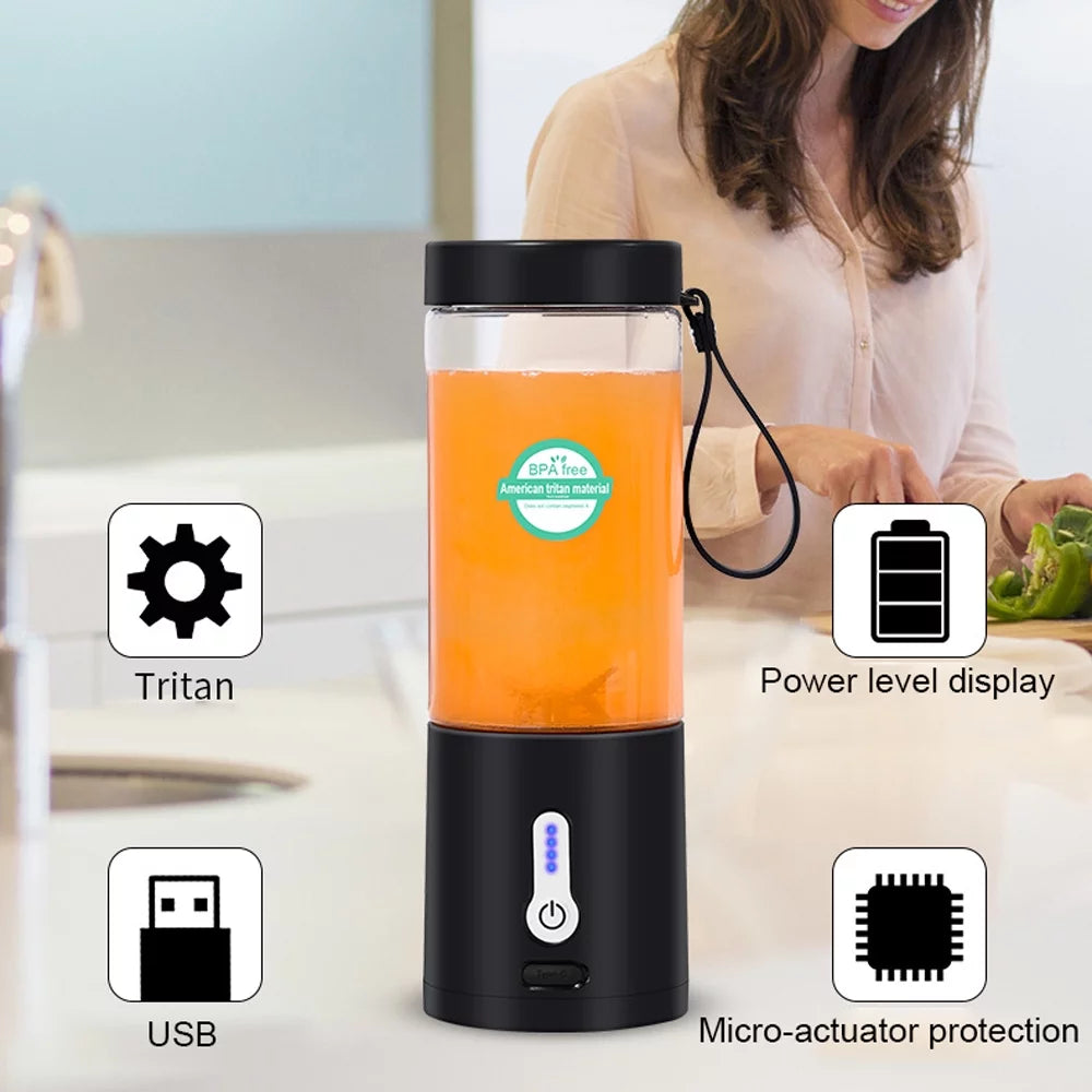 Portable Rechargeable USB Blender 530ml 6 Blades Y958