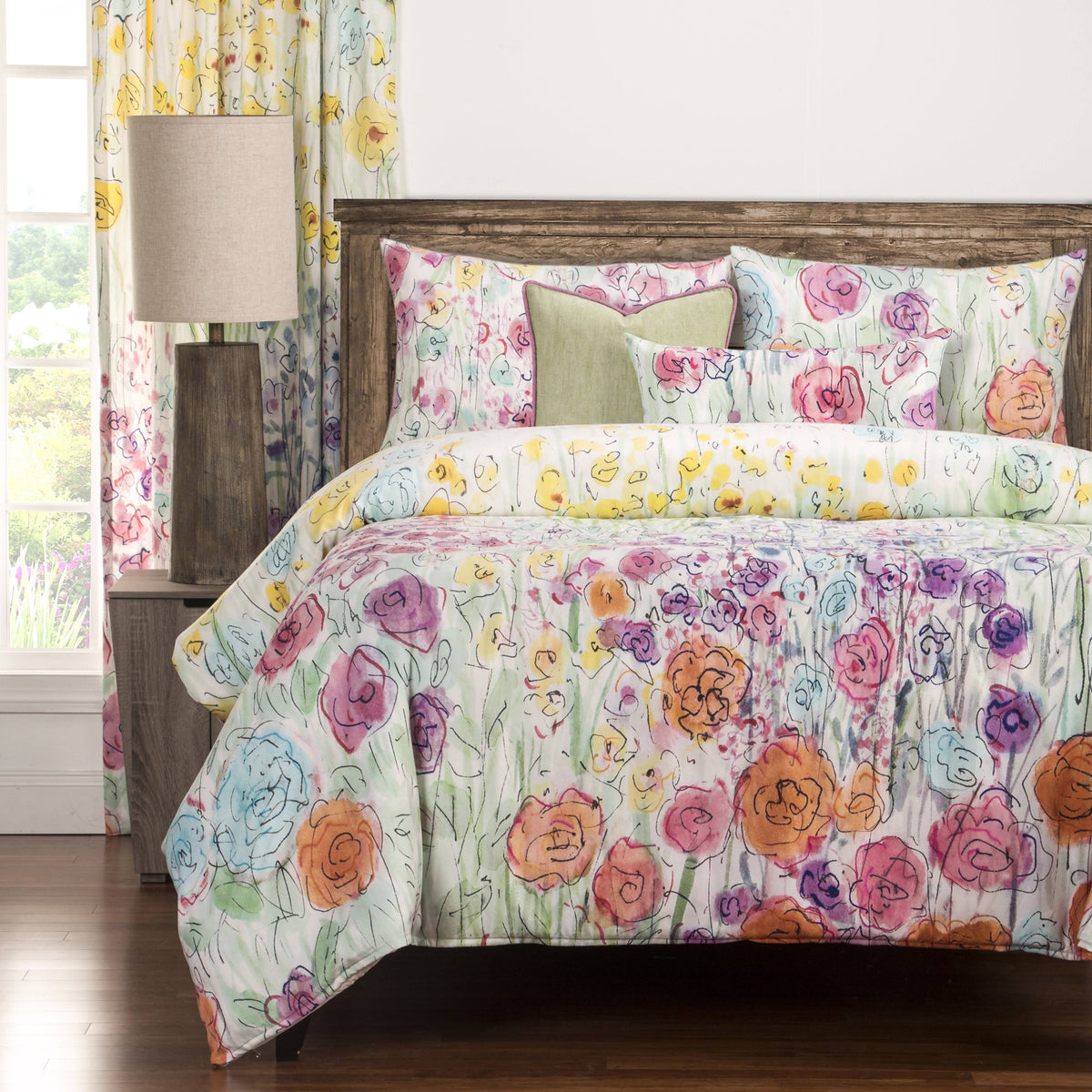 Queen Floral 6-Piece Duvet Cover Set H45433