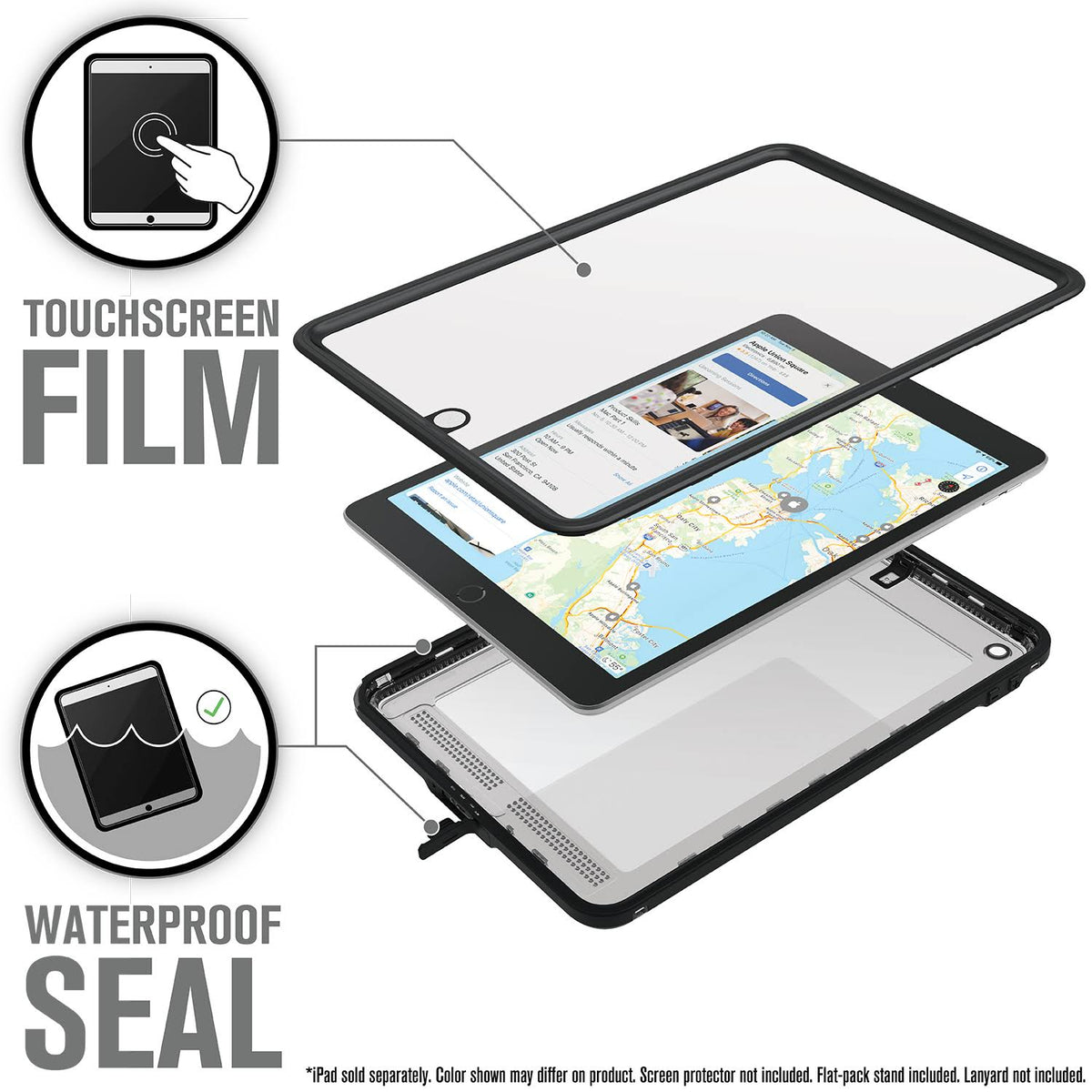 Black Waterproof Case for iPad 10.2in 7th Gen H3345
