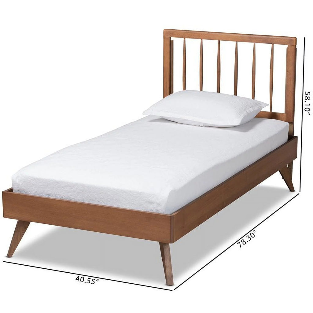 Ash Walnut Finished Wood Twin Size Platform Bed S43761