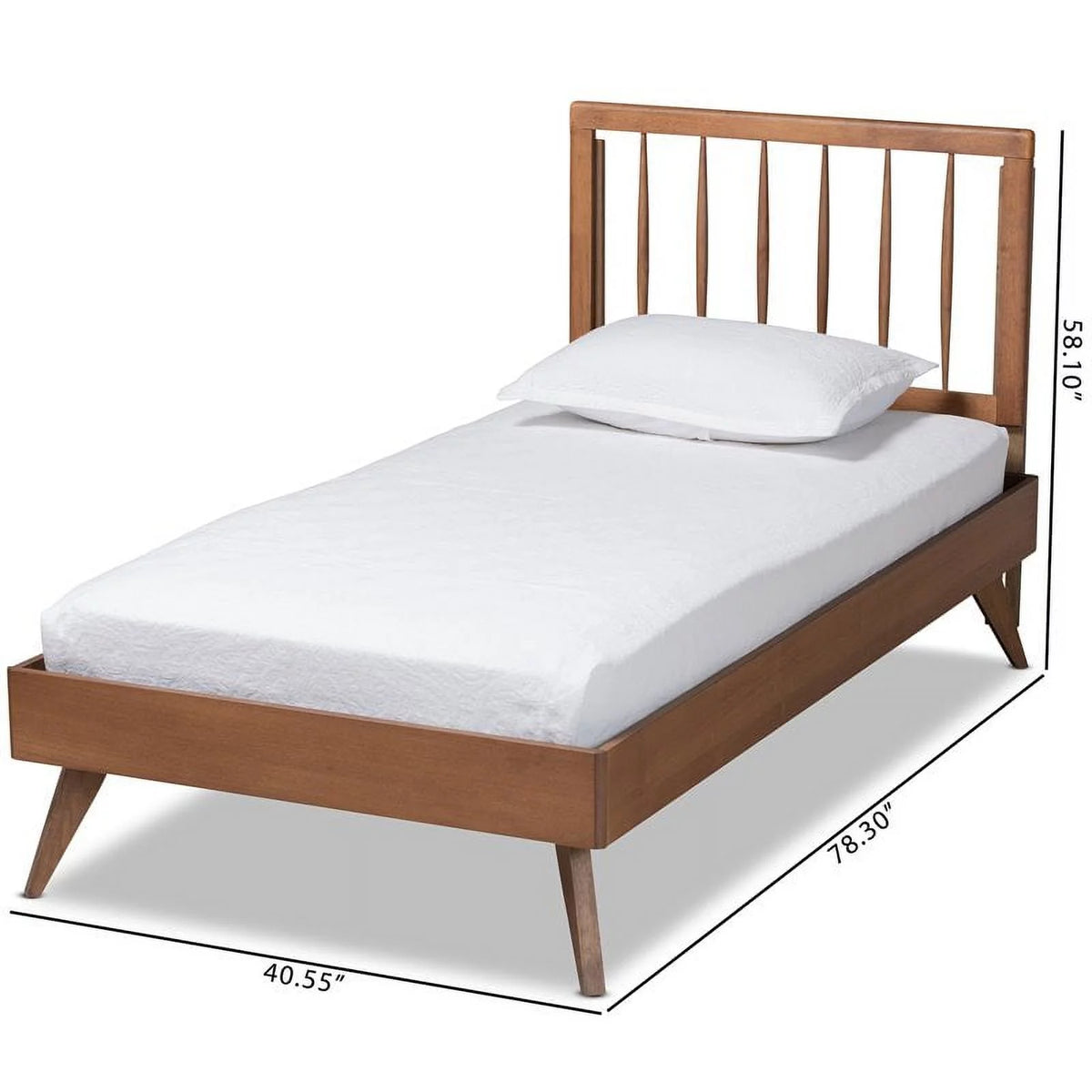 Ash Walnut Finished Wood Twin Size Platform Bed S43761