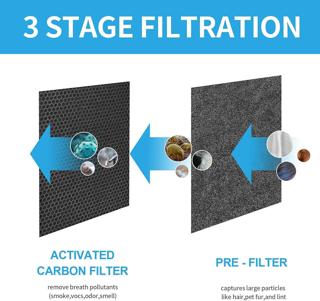 2 Pack Activated Carbon VOC Filters with 4 Extra Prefilters D322
