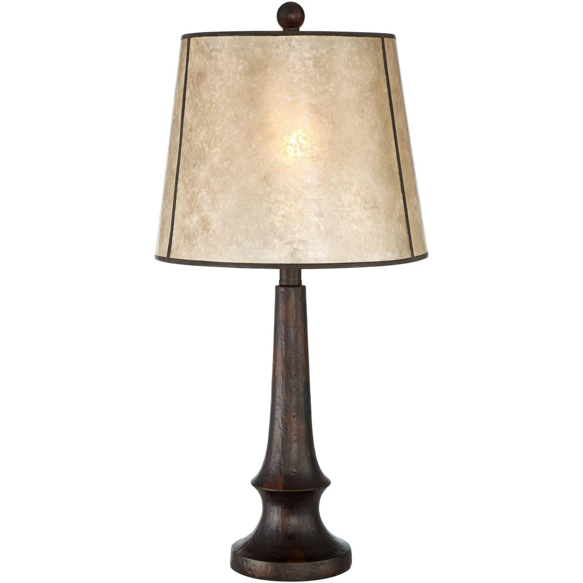 Rustic Table Lamp Aged Bronze Mica Drum Shade W2219
