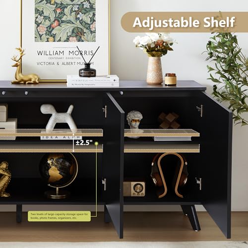 Walnut 3 Door Fluted Sideboard Buffet Cabinet L221