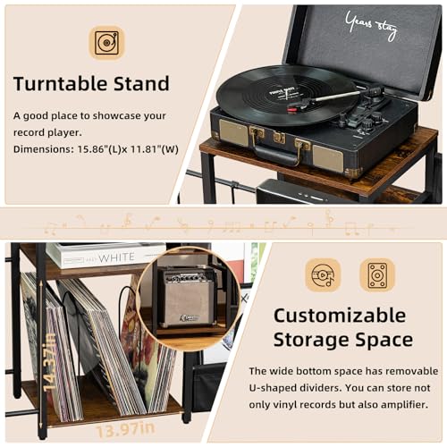 3 Tier Record Player Stand with Storage U7353