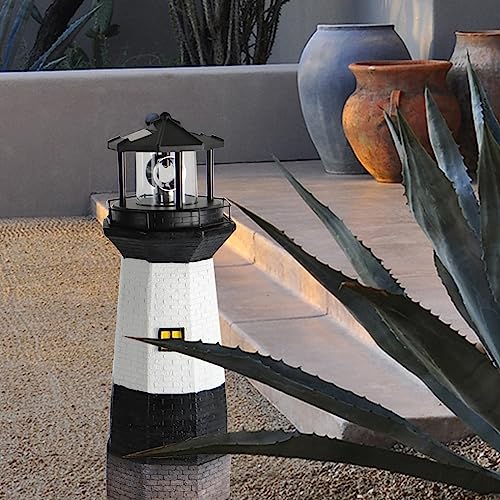 Solar Powered Lighthouse Garden Light with Spinning Light K69402
