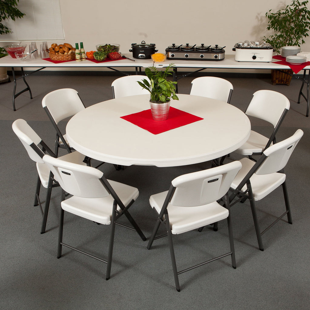 60 inch Round Folding Table White Granite Z8231