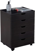 Black 5 Drawer File Cabinet with Casters K762662