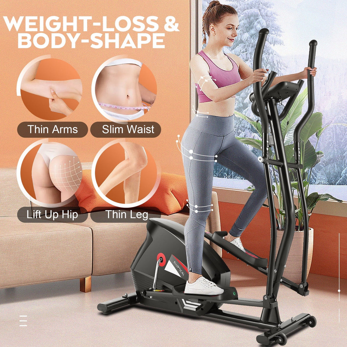 Elliptical Machine with 10 Levels Magnetic Resistance & LCD Display I171550