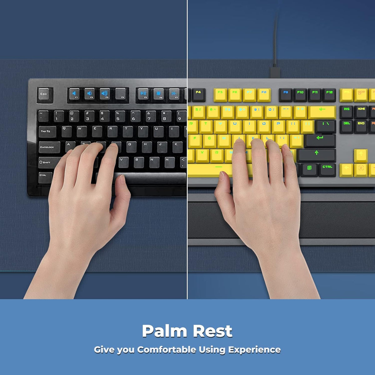 104 Keys Wired Mechanical Gaming Keyboard with Rainbow RGB Backlit Leather Wrist Rest Z869025